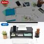 Marbrasse Monitor Stand Riser, 16.5 Inch 2 Tier Computer Monitor Stand, Printer Shelf Stand for Laptop Computer Screen Storage, Desktop Organizer with Phone Holder and Cable Management Black