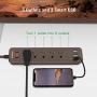 SUPERDANNY USB Surge Protector Power Strip Mountable Extension Cord Fire Proof Multiple Protection 5 Outlet 3 USB Port with Hook & Loop Fastener for iPhone iPad PC Home Office Travel Brown