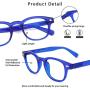 JiSoo Blue Light Glasses, Fashion Blue Light Blocking Glasses Trendy Computer Game Glasses Filter Blue Ray Stylish Eyeglasses Frame with Spring Hinge, Blue