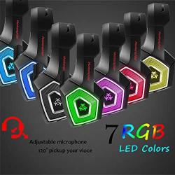 Xbox One Headset with Mic LED Light On Ear Gaming Headphone PS4,3.5mm Wired Gaming Headset for PC Mac Laptop Nintendo Switch Gamer Headphone (Red)
