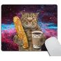 Smooffly Funny cat Mousepad,The Cat is Holding a Cup of Black Coffee and a Baguette with Galaxy Design Customized Rectangle Non-Slip Rubber Mousepad Gaming Mouse Pad