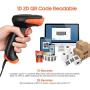 Tera 2D Barcode Scanner with Stand Wired USB 2.0 Handheld Read 2D QR Code Scanner Data PDF417 Matrix 1D Bar Code CMOS Image Barcode Reader for Windows Mac Linux Plug and Play