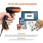 Tera 2D Barcode Scanner with Stand Wired USB 2.0 Handheld Read 2D QR Code Scanner Data PDF417 Matrix 1D Bar Code CMOS Image Barcode Reader for Windows Mac Linux Plug and Play