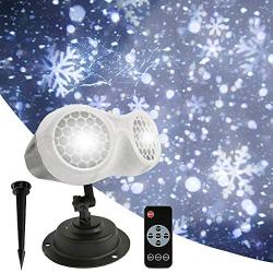 Snowflake Projector Light Outdoor Christmas Snowfall Projection LED Light with Remote Control, JeffWell 2020 Upgrade Moving Snowflake Light Projector Indoor Two Tubes Projection Light for Decoration