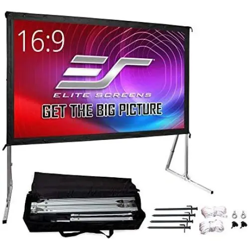 Elite Screens Yard Master 2, 135 inch Outdoor Projector Screen with Stand 16:9, 8K 4K Ultra HD 3D Fast Folding Portable Movie Theater Cinema 135'' Indoor Foldable Easy Snap Projection Screen, OMS135H2
