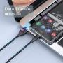NetDot Gen10 3 in 1 Nylon Braided Magnetic Fast Charging Cable with Side Led Compatible with Micro USB & USB-C Smartphones and I-Product(5Ft/3 Pack Black)
