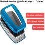 Lcyam Key Fob Cover Tpu Glossy Shiny Remote Protection Case Key Holder Fits for 2020 Toyota Highlander Corolla Camry RAV4 Prius C-HR 2019 2020 2021 Keyless Car Key 3/4 Button (Blue)