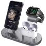 OLEBR 3 in 1 Charging Stand Compatible with iWatch Series 6/SE/5/4/3/2/1, AirPods Pro and iPhone Series 12/11 Series/Xs/X Max/XR/X/8/ 8P/7/7P/6S/6S Plus(Original Charger & Cables Required) Space Gray