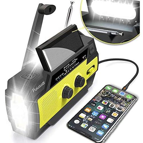 [2021 Newest] Emergency-Hand-Crank-Radio,4000mAh Portable Weather Solar Radios with Motion Sensor Reading Lamp,3 Gear LED Flashlight,SOS Alarm,Cell Phone Charger,AM/FM/NOAA(Yellow)
