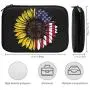 Sunflower American Flag Electronic Organizer Compact Travel Cable Organizer Bag Pouch