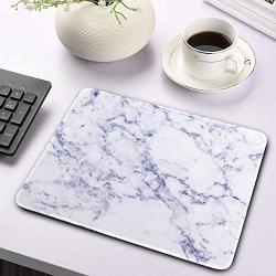 Marphe Mouse Pad White Marble Pattern Mousepad Stitch Edge Non-Slip Rubber Gaming Mouse Pad Rectangle Mouse Pads for Computers Laptop