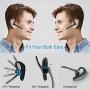 Bluetooth Headset V5.0 Wireless Bluetooth Earpiece, 16 Hrs HD Talktime Noise Reduction Handsfree Headset with Microphone for iPhone/Android/Samsung/Laptop - Black