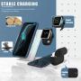 4 in 1 Wireless Charger, 15W Foldable Wireless Charger Stand Compatible for iWatch 1/2/3/4/5/6 and Airpods Pro, iPhone 12/11/11 Pro Max/X/XS Max/8, Fast Charging Wireless Charging Dock Station(White)