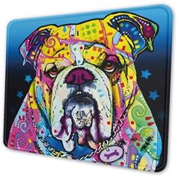 English Bulldog Pattern Mouse Pad with Stitched Edge, Premium-Textured Gaming Mouse Mat, Non-Slip Rubber Base Mousepad for Laptop, Computer & PC, 10.2x8.3x0.12 inch