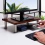 Monitor Stand for Computer & Laptop Screen - Solid Bamboo Riser Supports The Heaviest Monitors, Printers, or TVs - Perfect Shelf Organizer for Office Desk Accessories & TV Stands (Brown)