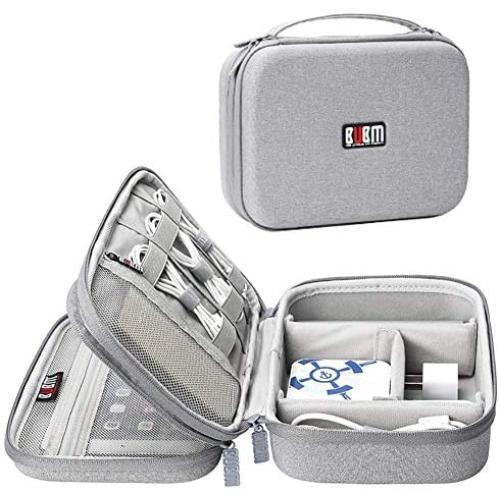 BUBM Electronic Organizer, Hard Shell Travel Gadget Case with Handle for Cables, USB Drives, Power Bank and More, Fit for iPad Mini