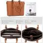 BROMEN Women Briefcase 15.6 inch Laptop Tote Bag Vintage Leather Handbags Shoulder Work Purses BROMEN Women Briefcase 15.6 inch Laptop Tote Bag Vintage Leather Handbags Shoulder Work Purses