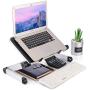 Laptop Stand with Fan, Adjustable Laptop Table Stand, Ergonomic Laptop Riser Notebook Reading Holder for Desk, Foldable Laptop Desk Stand Lap Bed Tray Table Standing Desk (Black with Fan, Large)