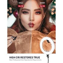 Ring Light, ESDDI 18inch Dimmable Brightness Bicolor 3000K-6500K Led Ring Light with Stand and Phone Holder, Soft Tube, Carrying Bag for Camera, Smartphone, YouTube, Vlog, Makeup, Portrait Shooting