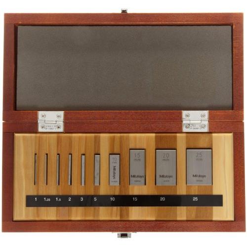 Mitutoyo - 516-103-26 Steel Rectangular Micrometer Inspection Gage Block Set, ASME Grade 0, 1.0 - 25 mm Length (10 Blocks)