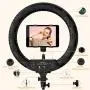 18 Inch Ring Light with Tripod Stand iPad Holder LED Ringlight Color Temperature 3200K to 5500K Makeup Ringlights with Phone Holder Carry Bag Camera Video Shoot Selfie Portrait