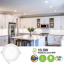 12 Pack 4 Inch 5CCT LED Recessed Ceiling Light with Junction Box, 2700K-5000K Color Temperature Selectable, CRI90, 10.5W=100W, 850lm, Dimmable Ultra-Thin Recessed Lighting, Can-Killer Downlight