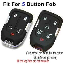 Coolbestda 5Buttons Smart Rubber Key Fob Remote Cover Keyless Entry Case Protector Skin for GMC Acadia Terrain Yukon Chevrolet Suburban Tahoe HYQ1AA 13584502 1551A-AA