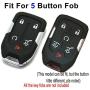 Coolbestda 5Buttons Smart Rubber Key Fob Remote Cover Keyless Entry Case Protector Skin for GMC Acadia Terrain Yukon Chevrolet Suburban Tahoe HYQ1AA 13584502 1551A-AA