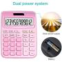 Calculator,ONXE DC116 Standard Function Desktop Calculator with Dual Power Supply and 12-bit Large Display (Pink)