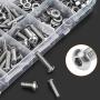 HELIFOUNER 1280 Pieces Button Head Socket Cap Screw Bolts, Flat Washers and Nuts Assortment Kit, Stainless Steel 304, Full Thread (M2 M3 M4 M5)