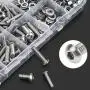 HELIFOUNER 1280 Pieces Button Head Socket Cap Screw Bolts, Flat Washers and Nuts Assortment Kit, Stainless Steel 304, Full Thread (M2 M3 M4 M5)