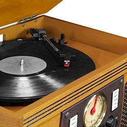 Victrola 8-in-1 Bluetooth Record Player & Multimedia Center, Built-in Stereo Speakers - Turntable, Wireless Music Streaming | Mahogany