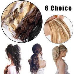 Cagora Ponytail Extension Curly Wavy Clip in Pony Tail Extensions Wrap Around Hairpiece Claw Synbthetic Ponytails Magic Paste Hair Wraps Human Hair Ponytail for Women (Ash Blonde Mix White(27H613))