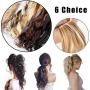 Cagora Ponytail Extension Curly Wavy Clip in Pony Tail Extensions Wrap Around Hairpiece Claw Synbthetic Ponytails Magic Paste Hair Wraps Human Hair Ponytail for Women (Ash Blonde Mix White(27H613))