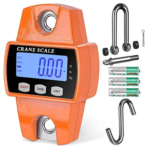 RoMech 660lb Digital Hanging Scale with Cast Aluminum Case, Handheld 300Kg Mini Crane Scale with Hooks for Farm Hunting Fishing Outdoor (Orange) RoMech 660lb Digital Hanging Scale with Cast Aluminum Case, Handheld 300Kg Mini Crane Scale with Hooks for Farm Hunting Fishing Outdoor (Orange)