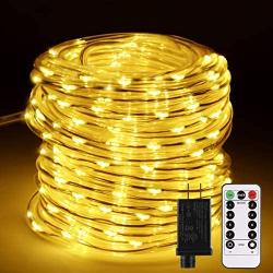 B-right Led Rope Light Outdoor, 72ft 200 Led Dimmable String Light Rope Plug with Remote, 8 Modes Extendable Waterproof Rope String Light for Bedroom Party Christmas Indoor Outdoor Decor, Warm White