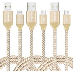 Micro USB Charger(6ft), iSeekerKit High Charging Speed USB 2.0 A Male to Micro Nylon Braided Cords with Aluminum Connectors for Samsung, HTC, Nokia, Android and More [3 Pack]