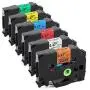 Labelife Compatible Label Tape Replacement for Brother P Touch TZe Label Tape 12mm 0.47 Inch (Black on White/Orange/Red/Blue/Yellow/Green) for P-Touch PT-D210 H110 Label Maker, Laminated, 6-Pack