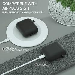 CTYBB for Airpod Case,Silicone Airpods Case Cover with Fur Ball Keychain Compatible with Apple Airpods 2/1 (Front LED Visible) Black