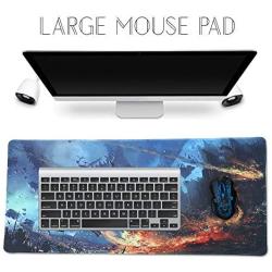 Imegny Extended Gaming Mouse Pad, Portable Keyboard & Mouse Mat with Stitched Edges + Non-Slip Rubber Base (type4 35.415.7Inch, firedragon019)