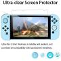 BRHE Dockable Switch Protective Case Cover for Nintendo Switch Joy-Con Controllers with Glass Screen Protector, Anti-Scratch Shock-Absorption Grip Cover - Blue