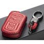 Vitodeco Genuine Leather Smart Key Keyless Remote Entry Fob Case Cover with Key Chain for 2011-2020 Toyota Sienna (6 Buttons, Red)