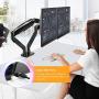 HUANUO Dual Monitor Mount Stand - Long Double Arm Gas Spring Monitor Desk Mount for 2 Screens 22 to 35 Inch Height Adjustable VESA Bracket with Clamp, Grommet Base -Each Arm Hold up to 26.4 lbs