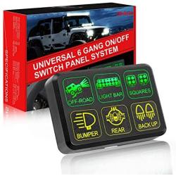 6 Gang Switch Panel, OFFROADTOWN Electronic Relay System with Circuit Control Box Waterproof Fuse Relay Box Wiring Harness Label Stickers for Car Truck Marine Boat ATV UTV