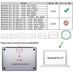 RUBAN Case Compatible with MacBook Pro 15 inch 2011 2010 2009 Release A1286, Plastic Hard Case Shell and Keyboard Cover for Older Version MacBook Pro 15 Inch with CD-ROM - Black