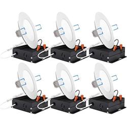 Sunco Lighting 6 Pack 4 Inch Slim LED Downlight with Junction Box,10W=60W, 650 LM, Dimmable, 3000K Warm White, Recessed Jbox Fixture, Simple Retrofit Installation - ETL & Energy Star
