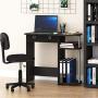 Furinno Go Green Home Laptop Notebook Computer Desk/Table, With 2 Bin Drawers, Black/Grey/Black
