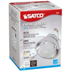 Satco S7275 23-Watt Medium Base BR38 Reflector, 4100K, 120V, Equivalent to 85-Watt Incandescent Lamp with U.L. Wet Location Listed