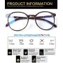 Blue Light Blocking Computer Glasses Round for Men/Women Anti Eyestrain Anti Glare Lens Lightweight Frame Eyeglasses Tortoise Frame UV400 Protection Clear Lens (No Magnification)