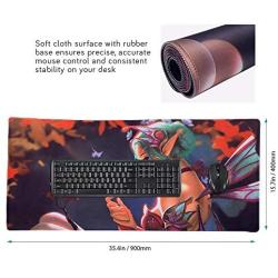 Bimor Extended Gaming Mouse Mat/Pad - Large, Wide (Long) Custom Professional Mousepad, Stitched Edges, Ideal for Desk Cover, Computer Keyboard, PC and Laptop (90x40 angelbutterfly)